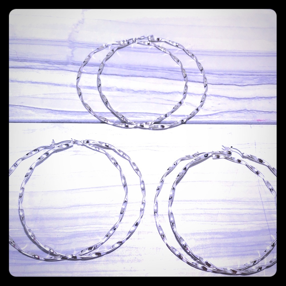 Fashion women’s silver big hoop earring new 10 mm
